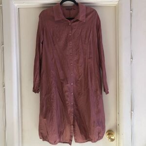 ❤️Stella Carakasi Tunic Shirt Dress Silk Lagenlook Style Oversized Pockets S